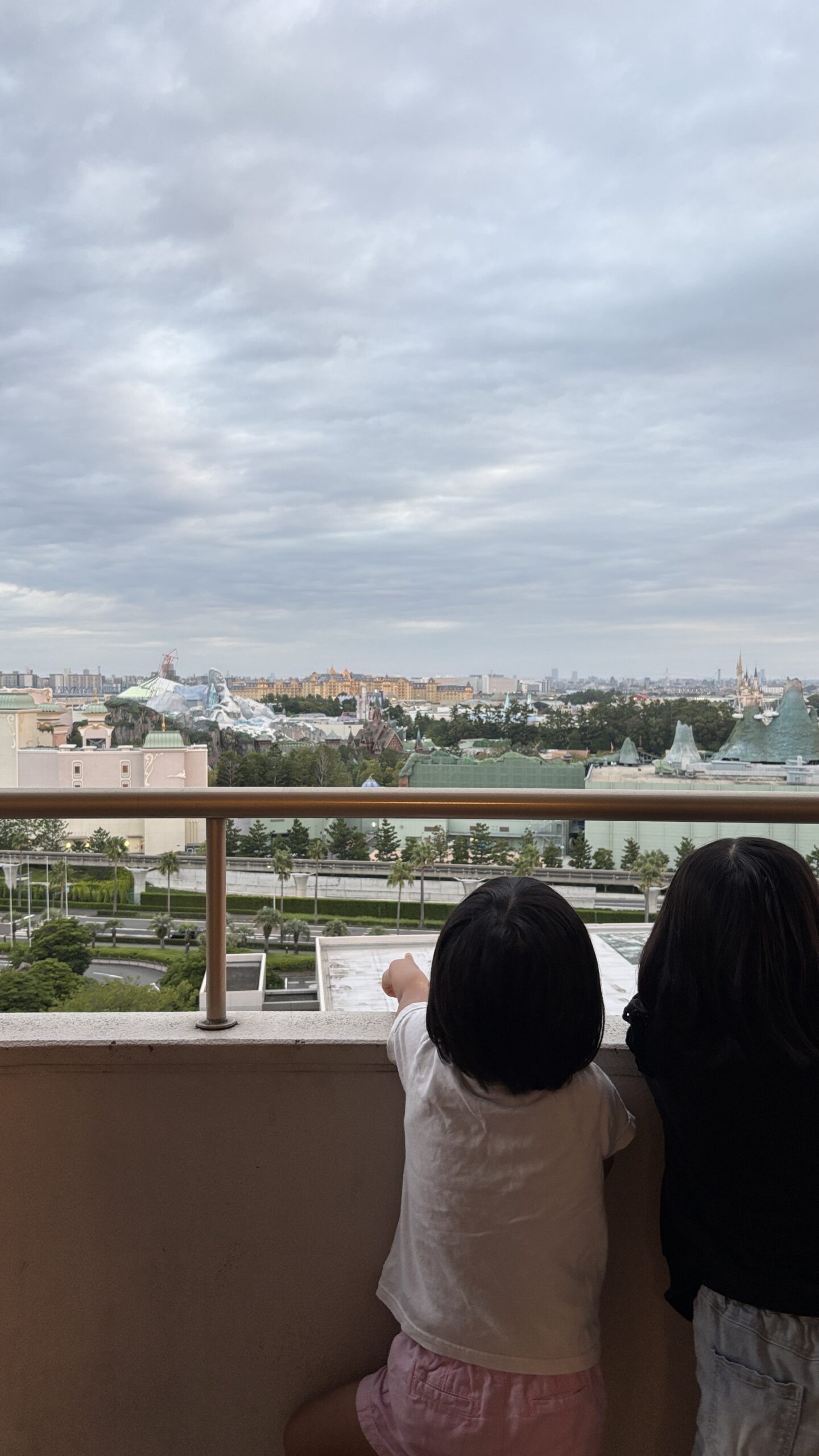 旅先の景色を眺める子どもたち